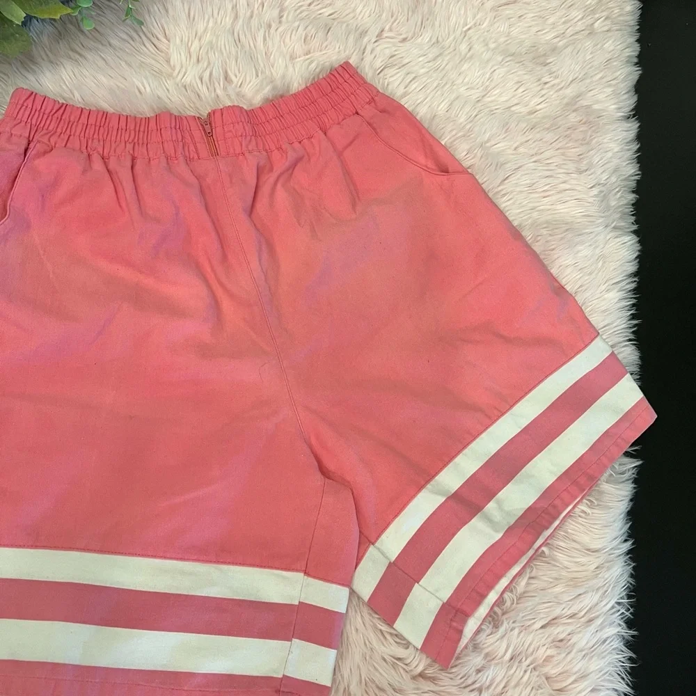 Victoria Harbor Vintage 80s 90s Pink White Stripe Pull On Shorts Sz M As‎ Is